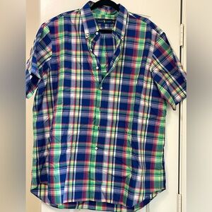 Men’s polo by Ralph Lauren button up short sleeve plaid XXL